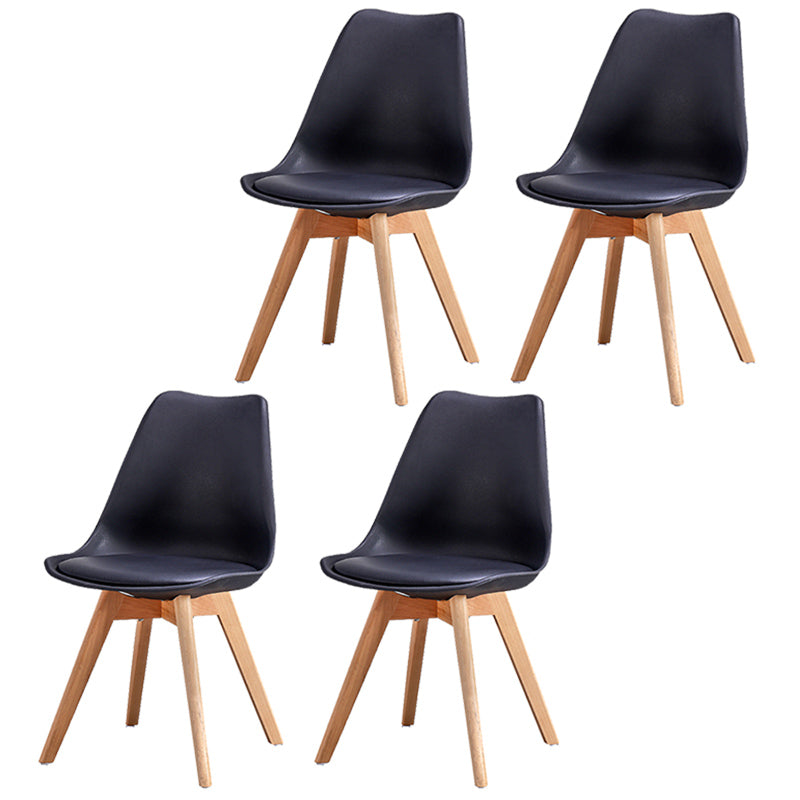 Upholstered Armless Dining Chairs Solid Back Side Chairs with Wood Legs Black Set of 4 Clearhalo ' kitchen&dining_furn' 'Dining Chairs' 'Dining Tables & Seating' 'dining_chair' 'Furniture' 'furniture_dining_chair' 'Kitchen & Dining Furniture' 'kitchen' 3838012