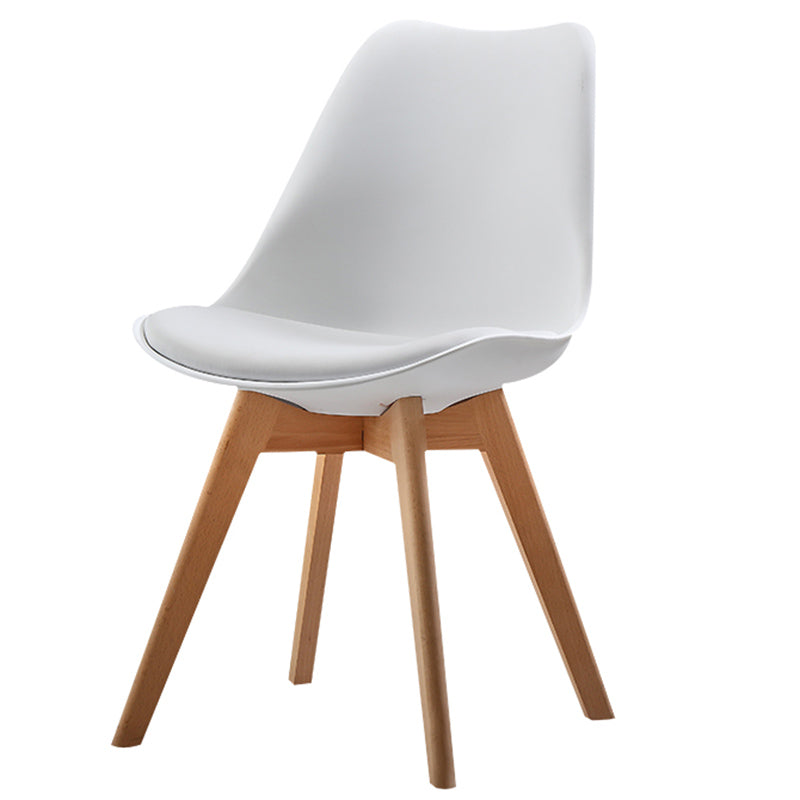 Upholstered Armless Dining Chairs Solid Back Side Chairs with Wood Legs White 1 Piece Clearhalo ' kitchen&dining_furn' 'Dining Chairs' 'Dining Tables & Seating' 'dining_chair' 'Furniture' 'furniture_dining_chair' 'Kitchen & Dining Furniture' 'kitchen' 3838013