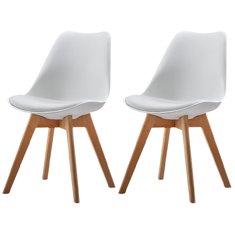 Upholstered Armless Dining Chairs Solid Back Side Chairs with Wood Legs White Set of 2 Clearhalo ' kitchen&dining_furn' 'Dining Chairs' 'Dining Tables & Seating' 'dining_chair' 'Furniture' 'furniture_dining_chair' 'Kitchen & Dining Furniture' 'kitchen' 3838014