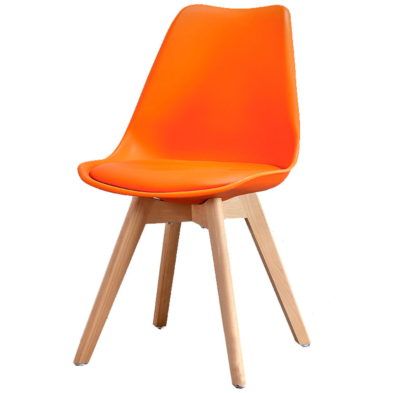 Upholstered Armless Dining Chairs Solid Back Side Chairs with Wood Legs Orange 1 Piece Clearhalo ' kitchen&dining_furn' 'Dining Chairs' 'Dining Tables & Seating' 'dining_chair' 'Furniture' 'furniture_dining_chair' 'Kitchen & Dining Furniture' 'kitchen' 3838016