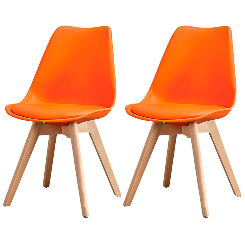 Upholstered Armless Dining Chairs Solid Back Side Chairs with Wood Legs Orange Set of 2 Clearhalo ' kitchen&dining_furn' 'Dining Chairs' 'Dining Tables & Seating' 'dining_chair' 'Furniture' 'furniture_dining_chair' 'Kitchen & Dining Furniture' 'kitchen' 3838017