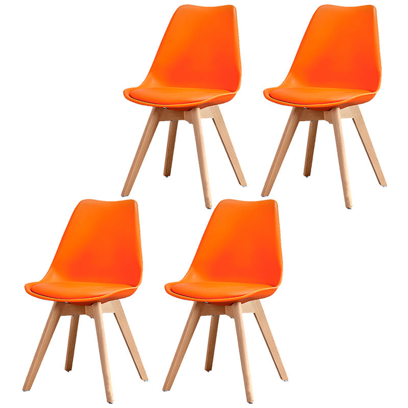 Upholstered Armless Dining Chairs Solid Back Side Chairs with Wood Legs Orange Set of 4 Clearhalo ' kitchen&dining_furn' 'Dining Chairs' 'Dining Tables & Seating' 'dining_chair' 'Furniture' 'furniture_dining_chair' 'Kitchen & Dining Furniture' 'kitchen' 3838018