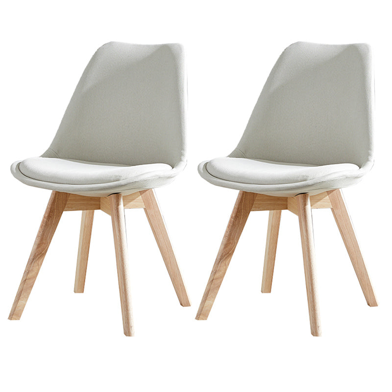 Upholstered Armless Dining Chairs Solid Back Side Chairs with Wood Legs Off-White Set of 2 Clearhalo ' kitchen&dining_furn' 'Dining Chairs' 'Dining Tables & Seating' 'dining_chair' 'Furniture' 'furniture_dining_chair' 'Kitchen & Dining Furniture' 'kitchen' 3838023