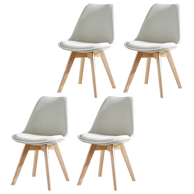 Upholstered Armless Dining Chairs Solid Back Side Chairs with Wood Legs Off-White Set of 4 Clearhalo ' kitchen&dining_furn' 'Dining Chairs' 'Dining Tables & Seating' 'dining_chair' 'Furniture' 'furniture_dining_chair' 'Kitchen & Dining Furniture' 'kitchen' 3838024