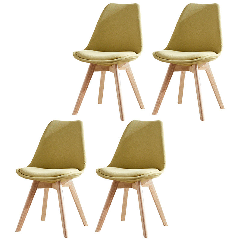 Upholstered Armless Dining Chairs Solid Back Side Chairs with Wood Legs Olive Green Set of 4 Clearhalo ' kitchen&dining_furn' 'Dining Chairs' 'Dining Tables & Seating' 'dining_chair' 'Furniture' 'furniture_dining_chair' 'Kitchen & Dining Furniture' 'kitchen' 3838030