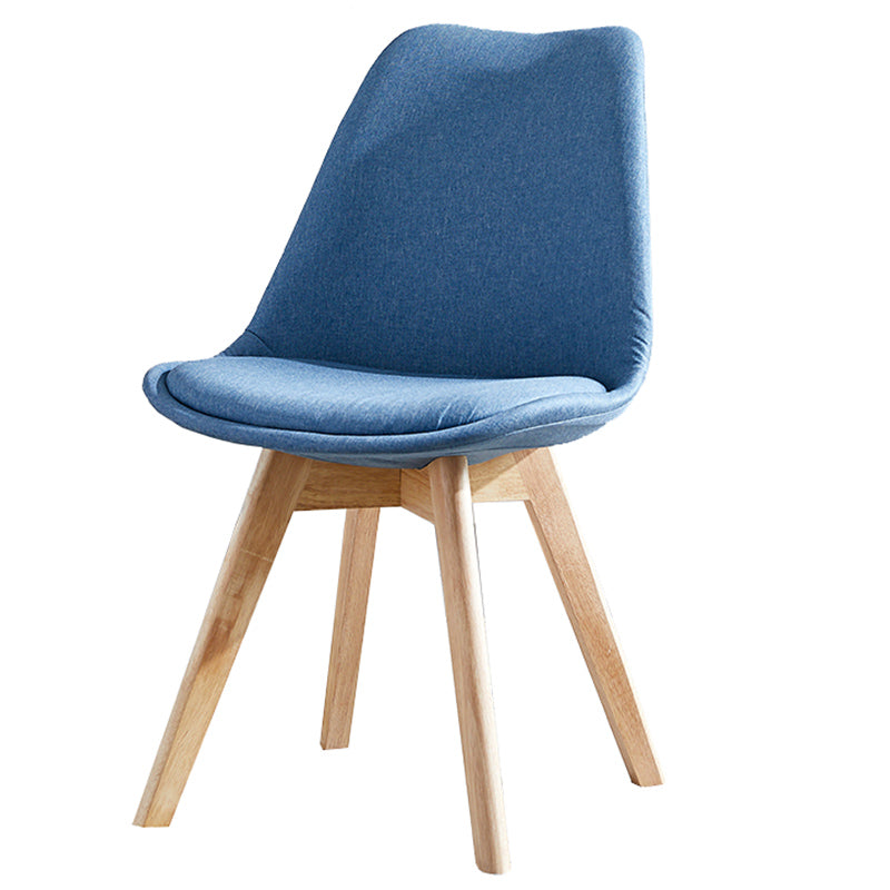 Upholstered Armless Dining Chairs Solid Back Side Chairs with Wood Legs Ocean Blue 1 Piece Clearhalo ' kitchen&dining_furn' 'Dining Chairs' 'Dining Tables & Seating' 'dining_chair' 'Furniture' 'furniture_dining_chair' 'Kitchen & Dining Furniture' 'kitchen' 3838031