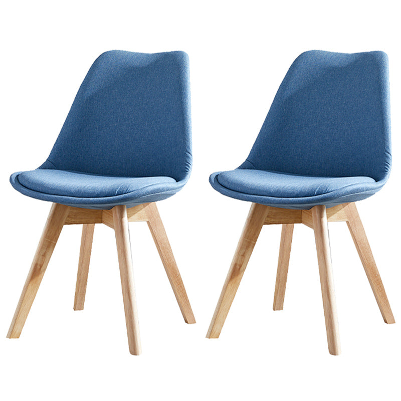 Upholstered Armless Dining Chairs Solid Back Side Chairs with Wood Legs Ocean Blue Set of 2 Clearhalo ' kitchen&dining_furn' 'Dining Chairs' 'Dining Tables & Seating' 'dining_chair' 'Furniture' 'furniture_dining_chair' 'Kitchen & Dining Furniture' 'kitchen' 3838032