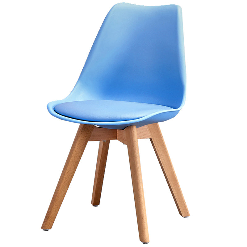 Upholstered Armless Dining Chairs Solid Back Side Chairs with Wood Legs Blue 1 Piece Clearhalo ' kitchen&dining_furn' 'Dining Chairs' 'Dining Tables & Seating' 'dining_chair' 'Furniture' 'furniture_dining_chair' 'Kitchen & Dining Furniture' 'kitchen' 3838034