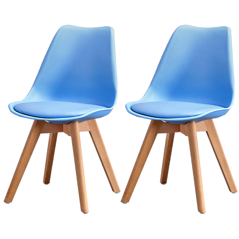 Upholstered Armless Dining Chairs Solid Back Side Chairs with Wood Legs Blue Set of 2 Clearhalo ' kitchen&dining_furn' 'Dining Chairs' 'Dining Tables & Seating' 'dining_chair' 'Furniture' 'furniture_dining_chair' 'Kitchen & Dining Furniture' 'kitchen' 3838035