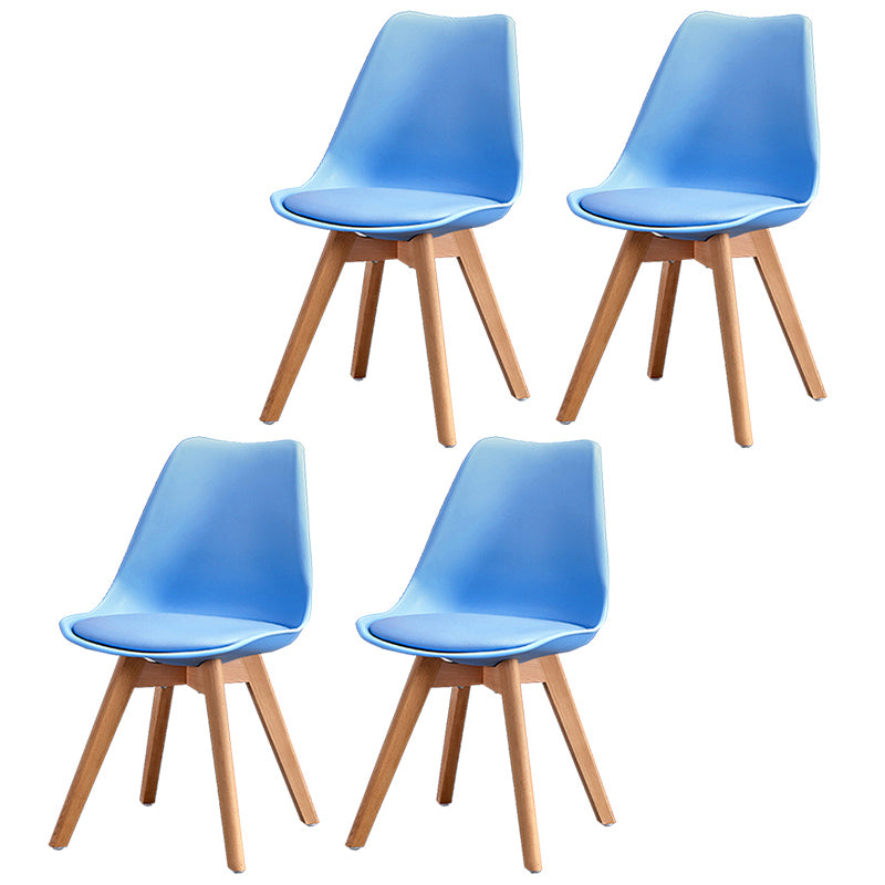 Upholstered Armless Dining Chairs Solid Back Side Chairs with Wood Legs Blue Set of 4 Clearhalo ' kitchen&dining_furn' 'Dining Chairs' 'Dining Tables & Seating' 'dining_chair' 'Furniture' 'furniture_dining_chair' 'Kitchen & Dining Furniture' 'kitchen' 3838036