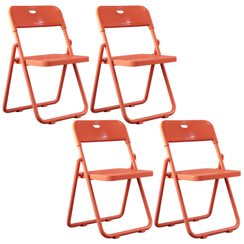Contemporary Metal Dining Chairs Home Folding Open Back Dining Side Chair Orange 4 Piece Set Clearhalo ' kitchen&dining_furn' 'Dining Chairs' 'Dining Tables & Seating' 'dining_chair' 'furn' 'furn_dining_chair' 'Furniture' 'furniture_dining_chair' 'Kitchen & Dining Furniture' 'kitchen' 3846318