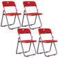 Contemporary Metal Dining Chairs Home Folding Open Back Dining Side Chair Gray-Red 4 Piece Set Clearhalo ' kitchen&dining_furn' 'Dining Chairs' 'Dining Tables & Seating' 'dining_chair' 'furn' 'furn_dining_chair' 'Furniture' 'furniture_dining_chair' 'Kitchen & Dining Furniture' 'kitchen' 3846324