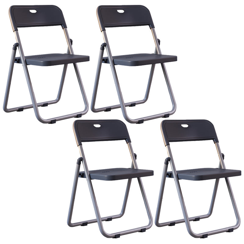 Contemporary Metal Dining Chairs Home Folding Open Back Dining Side Chair Light Gray-Black 4 Piece Set Clearhalo ' kitchen&dining_furn' 'Dining Chairs' 'Dining Tables & Seating' 'dining_chair' 'furn' 'furn_dining_chair' 'Furniture' 'furniture_dining_chair' 'Kitchen & Dining Furniture' 'kitchen' 3846330