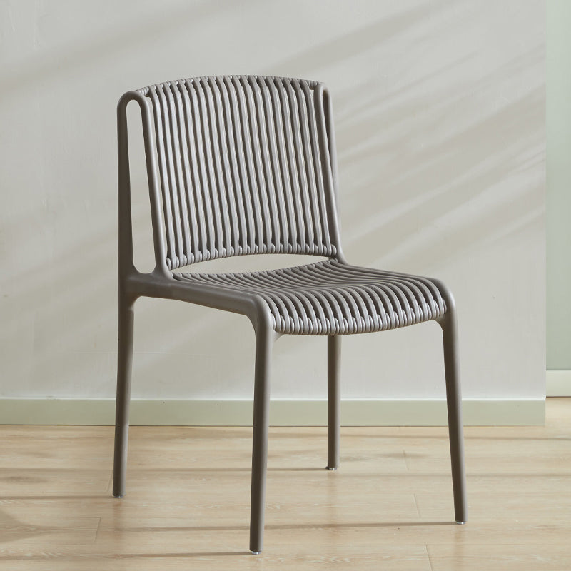 Scandinavian Stackable Armless Dining Chairs Plastic Slat Back Side Chair Grey 1 Piece Clearhalo ' kitchen&dining_furn' 'Dining Chairs' 'Dining Tables & Seating' 'dining_chair' 'furn' 'furn_dining_chair' 'Furniture' 'furniture_dining_chair' 'Kitchen & Dining Furniture' 'kitchen' 3846353