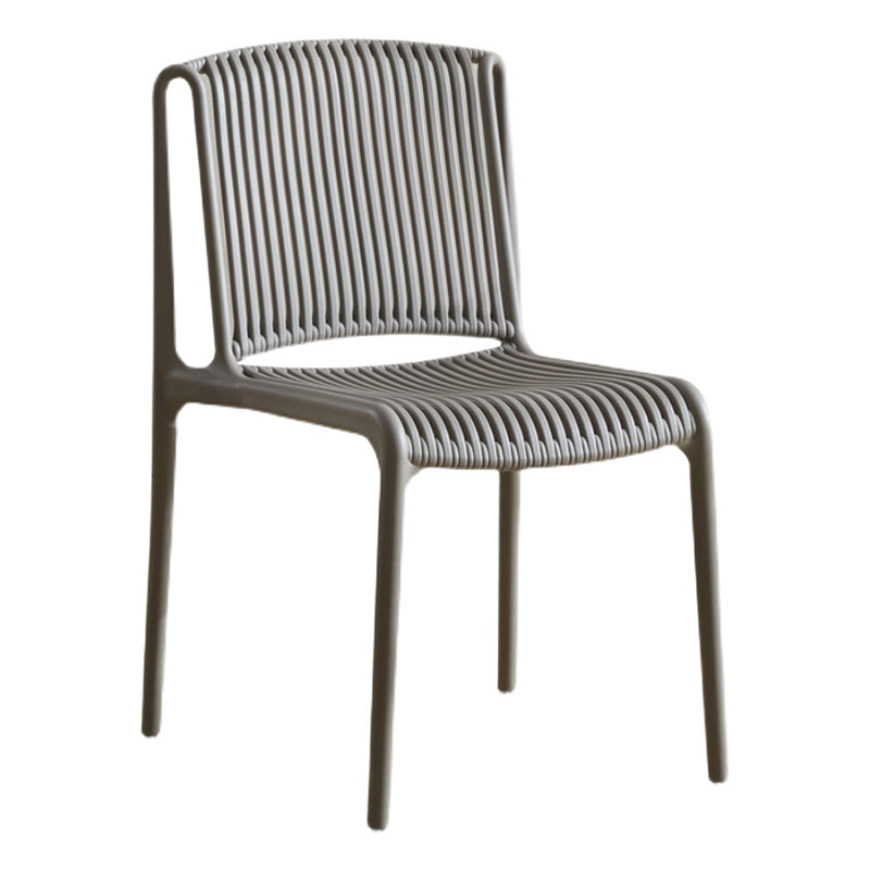 Scandinavian Stackable Armless Dining Chairs Plastic Slat Back Side Chair Clearhalo ' kitchen&dining_furn' 'Dining Chairs' 'Dining Tables & Seating' 'dining_chair' 'furn' 'furn_dining_chair' 'Furniture' 'furniture_dining_chair' 'Kitchen & Dining Furniture' 'kitchen' 3846361