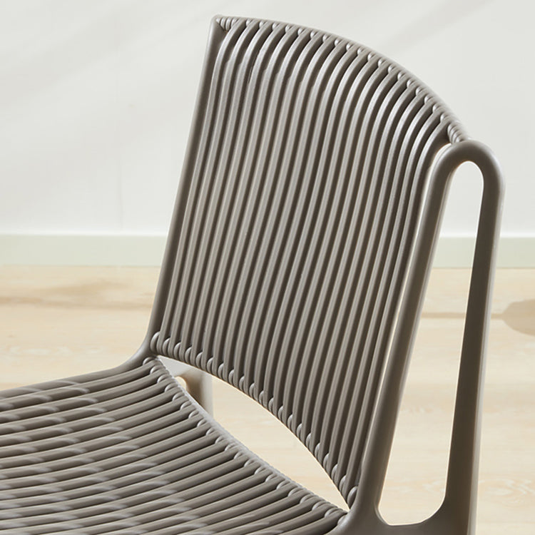 Scandinavian Stackable Armless Dining Chairs Plastic Slat Back Side Chair Clearhalo ' kitchen&dining_furn' 'Dining Chairs' 'Dining Tables & Seating' 'dining_chair' 'furn' 'furn_dining_chair' 'Furniture' 'furniture_dining_chair' 'Kitchen & Dining Furniture' 'kitchen' 3846363