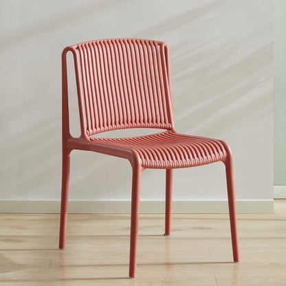 Scandinavian Stackable Armless Dining Chairs Plastic Slat Back Side Chair Red 1 Piece Clearhalo ' kitchen&dining_furn' 'Dining Chairs' 'Dining Tables & Seating' 'dining_chair' 'furn' 'furn_dining_chair' 'Furniture' 'furniture_dining_chair' 'Kitchen & Dining Furniture' 'kitchen' 3846364
