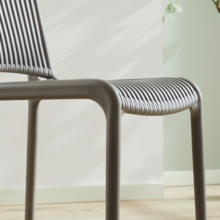 Scandinavian Stackable Armless Dining Chairs Plastic Slat Back Side Chair Clearhalo ' kitchen&dining_furn' 'Dining Chairs' 'Dining Tables & Seating' 'dining_chair' 'furn' 'furn_dining_chair' 'Furniture' 'furniture_dining_chair' 'Kitchen & Dining Furniture' 'kitchen' 3846367