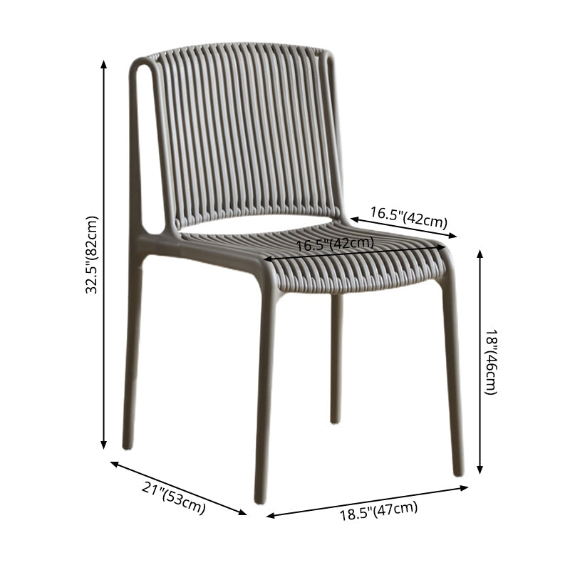 Scandinavian Stackable Armless Dining Chairs Plastic Slat Back Side Chair Clearhalo ' kitchen&dining_furn' 'Dining Chairs' 'Dining Tables & Seating' 'dining_chair' 'furn' 'furn_dining_chair' 'Furniture' 'furniture_dining_chair' 'Kitchen & Dining Furniture' 'kitchen' 3846370