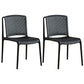 Scandinavian Stackable Armless Dining Chairs Plastic Slat Back Side Chair Black 2 Piece Set Clearhalo ' kitchen&dining_furn' 'Dining Chairs' 'Dining Tables & Seating' 'dining_chair' 'furn' 'furn_dining_chair' 'Furniture' 'furniture_dining_chair' 'Kitchen & Dining Furniture' 'kitchen' 3846373