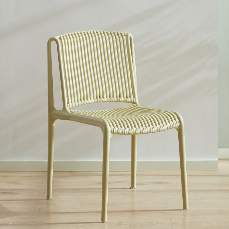 Scandinavian Stackable Armless Dining Chairs Plastic Slat Back Side Chair Camel 1 Piece Clearhalo ' kitchen&dining_furn' 'Dining Chairs' 'Dining Tables & Seating' 'dining_chair' 'furn' 'furn_dining_chair' 'Furniture' 'furniture_dining_chair' 'Kitchen & Dining Furniture' 'kitchen' 3846379