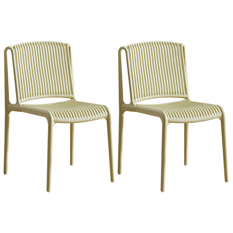 Scandinavian Stackable Armless Dining Chairs Plastic Slat Back Side Chair Camel 2 Piece Set Clearhalo ' kitchen&dining_furn' 'Dining Chairs' 'Dining Tables & Seating' 'dining_chair' 'furn' 'furn_dining_chair' 'Furniture' 'furniture_dining_chair' 'Kitchen & Dining Furniture' 'kitchen' 3846380