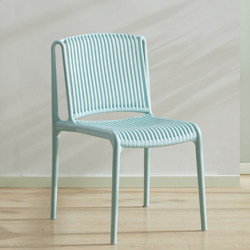 Scandinavian Stackable Armless Dining Chairs Plastic Slat Back Side Chair Light Green 1 Piece Clearhalo ' kitchen&dining_furn' 'Dining Chairs' 'Dining Tables & Seating' 'dining_chair' 'furn' 'furn_dining_chair' 'Furniture' 'furniture_dining_chair' 'Kitchen & Dining Furniture' 'kitchen' 3846382