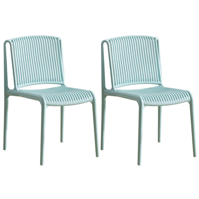 Scandinavian Stackable Armless Dining Chairs Plastic Slat Back Side Chair Light Green 2 Piece Set Clearhalo ' kitchen&dining_furn' 'Dining Chairs' 'Dining Tables & Seating' 'dining_chair' 'furn' 'furn_dining_chair' 'Furniture' 'furniture_dining_chair' 'Kitchen & Dining Furniture' 'kitchen' 3846383