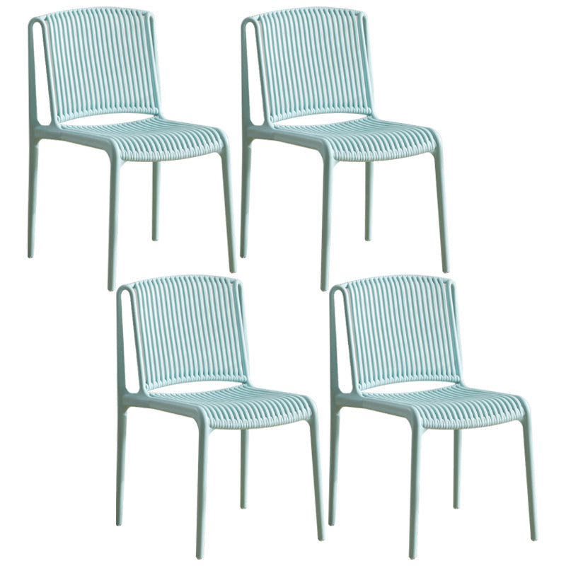 Scandinavian Stackable Armless Dining Chairs Plastic Slat Back Side Chair Light Green 4 Piece Set Clearhalo ' kitchen&dining_furn' 'Dining Chairs' 'Dining Tables & Seating' 'dining_chair' 'furn' 'furn_dining_chair' 'Furniture' 'furniture_dining_chair' 'Kitchen & Dining Furniture' 'kitchen' 3846384