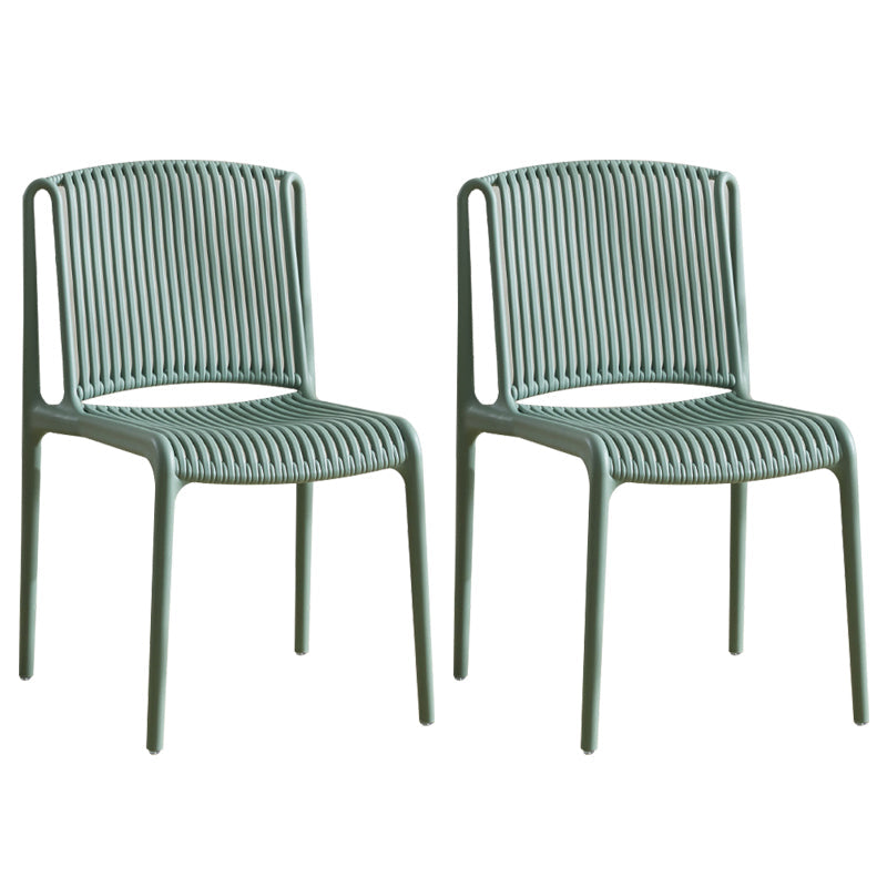 Scandinavian Stackable Armless Dining Chairs Plastic Slat Back Side Chair Dark Green 2 Piece Set Clearhalo ' kitchen&dining_furn' 'Dining Chairs' 'Dining Tables & Seating' 'dining_chair' 'furn' 'furn_dining_chair' 'Furniture' 'furniture_dining_chair' 'Kitchen & Dining Furniture' 'kitchen' 3846386