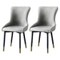 Contemporary Metal Dining Room Chairs Upholstered Side Arm Chairs for Home Use Light Gray 2 Piece Set Brass Gold Clearhalo ' kitchen&dining_furn' 'Dining Chairs' 'Dining Tables & Seating' 'dining_chair' 'furn' 'furn_dining_chair' 'Furniture' 'furniture_dining_chair' 'Kitchen & Dining Furniture' 'kitchen' 3846394