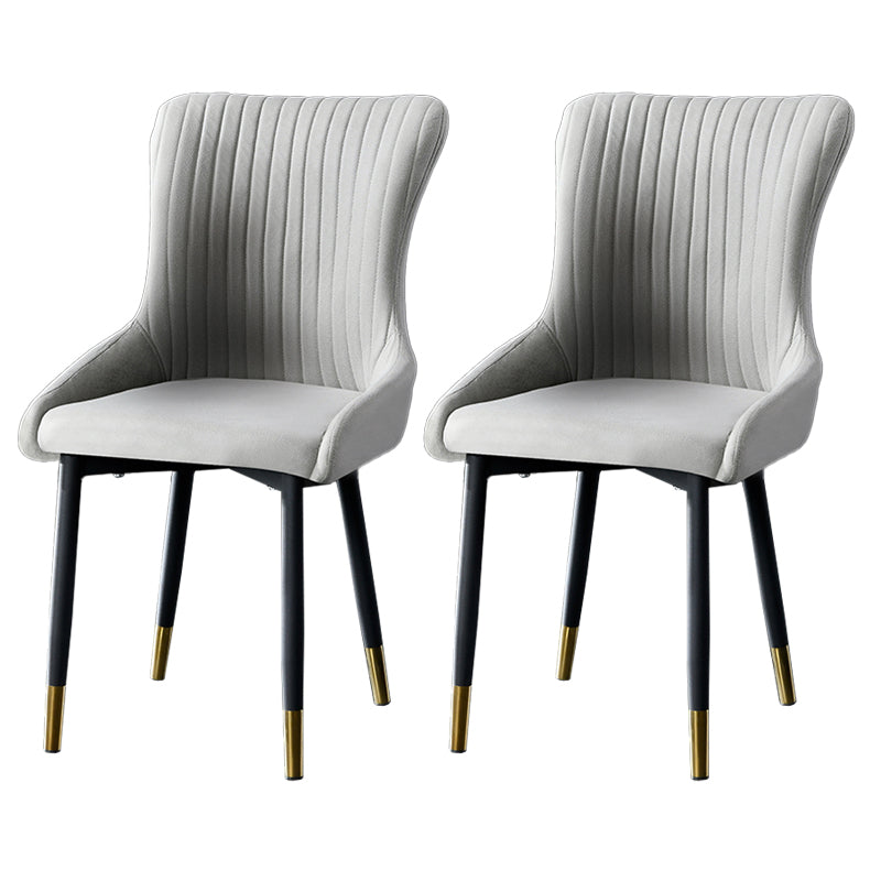 Contemporary Metal Dining Room Chairs Upholstered Side Arm Chairs for Home Use Light Gray 2 Piece Set Brass Gold Clearhalo ' kitchen&dining_furn' 'Dining Chairs' 'Dining Tables & Seating' 'dining_chair' 'furn' 'furn_dining_chair' 'Furniture' 'furniture_dining_chair' 'Kitchen & Dining Furniture' 'kitchen' 3846394