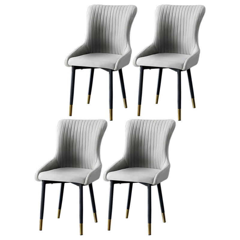 Contemporary Metal Dining Room Chairs Upholstered Side Arm Chairs for Home Use Light Gray 4 Piece Set Brass Gold Clearhalo ' kitchen&dining_furn' 'Dining Chairs' 'Dining Tables & Seating' 'dining_chair' 'furn' 'furn_dining_chair' 'Furniture' 'furniture_dining_chair' 'Kitchen & Dining Furniture' 'kitchen' 3846397
