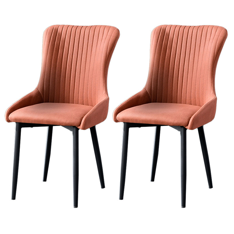 Contemporary Metal Dining Room Chairs Upholstered Side Arm Chairs for Home Use Orange Red 2 Piece Set Black Clearhalo ' kitchen&dining_furn' 'Dining Chairs' 'Dining Tables & Seating' 'dining_chair' 'furn' 'furn_dining_chair' 'Furniture' 'furniture_dining_chair' 'Kitchen & Dining Furniture' 'kitchen' 3846400