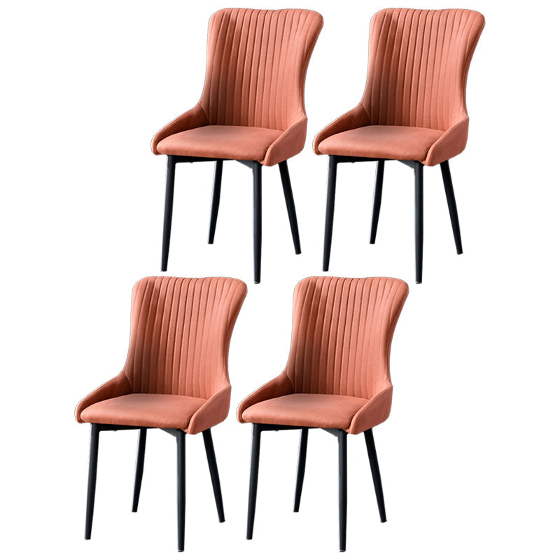 Contemporary Metal Dining Room Chairs Upholstered Side Arm Chairs for Home Use Orange Red 4 Piece Set Black Clearhalo ' kitchen&dining_furn' 'Dining Chairs' 'Dining Tables & Seating' 'dining_chair' 'furn' 'furn_dining_chair' 'Furniture' 'furniture_dining_chair' 'Kitchen & Dining Furniture' 'kitchen' 3846403
