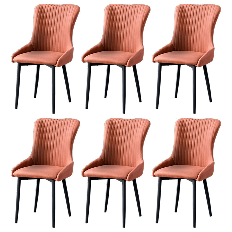 Contemporary Metal Dining Room Chairs Upholstered Side Arm Chairs for Home Use Orange Red 6 Piece Set Black Clearhalo ' kitchen&dining_furn' 'Dining Chairs' 'Dining Tables & Seating' 'dining_chair' 'furn' 'furn_dining_chair' 'Furniture' 'furniture_dining_chair' 'Kitchen & Dining Furniture' 'kitchen' 3846404