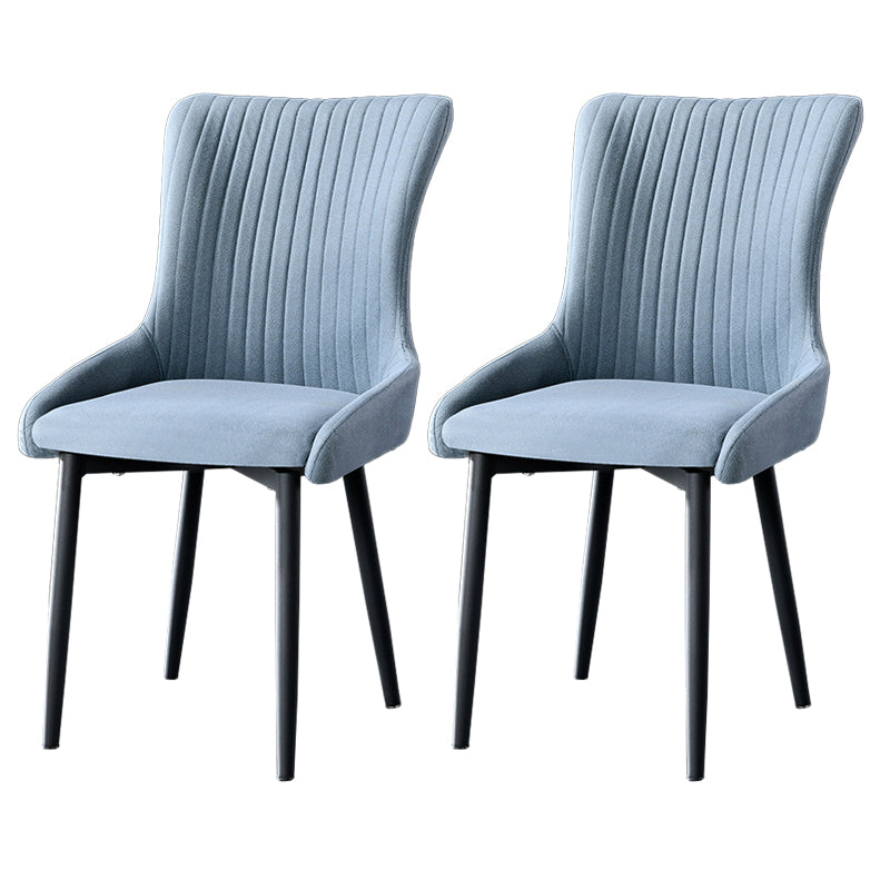 Contemporary Metal Dining Room Chairs Upholstered Side Arm Chairs for Home Use Blue 2 Piece Set Black Clearhalo ' kitchen&dining_furn' 'Dining Chairs' 'Dining Tables & Seating' 'dining_chair' 'furn' 'furn_dining_chair' 'Furniture' 'furniture_dining_chair' 'Kitchen & Dining Furniture' 'kitchen' 3846407
