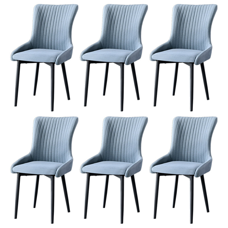 Contemporary Metal Dining Room Chairs Upholstered Side Arm Chairs for Home Use Blue 6 Piece Set Black Clearhalo ' kitchen&dining_furn' 'Dining Chairs' 'Dining Tables & Seating' 'dining_chair' 'furn' 'furn_dining_chair' 'Furniture' 'furniture_dining_chair' 'Kitchen & Dining Furniture' 'kitchen' 3846411