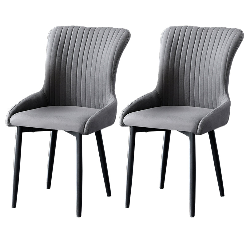 Contemporary Metal Dining Room Chairs Upholstered Side Arm Chairs for Home Use Dark Gray 2 Piece Set Black Clearhalo ' kitchen&dining_furn' 'Dining Chairs' 'Dining Tables & Seating' 'dining_chair' 'furn' 'furn_dining_chair' 'Furniture' 'furniture_dining_chair' 'Kitchen & Dining Furniture' 'kitchen' 3846413