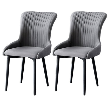 Contemporary Metal Dining Room Chairs Upholstered Side Arm Chairs for Home Use Dark Gray 2 Piece Set Black Clearhalo ' kitchen&dining_furn' 'Dining Chairs' 'Dining Tables & Seating' 'dining_chair' 'furn' 'furn_dining_chair' 'Furniture' 'furniture_dining_chair' 'Kitchen & Dining Furniture' 'kitchen' 3846413