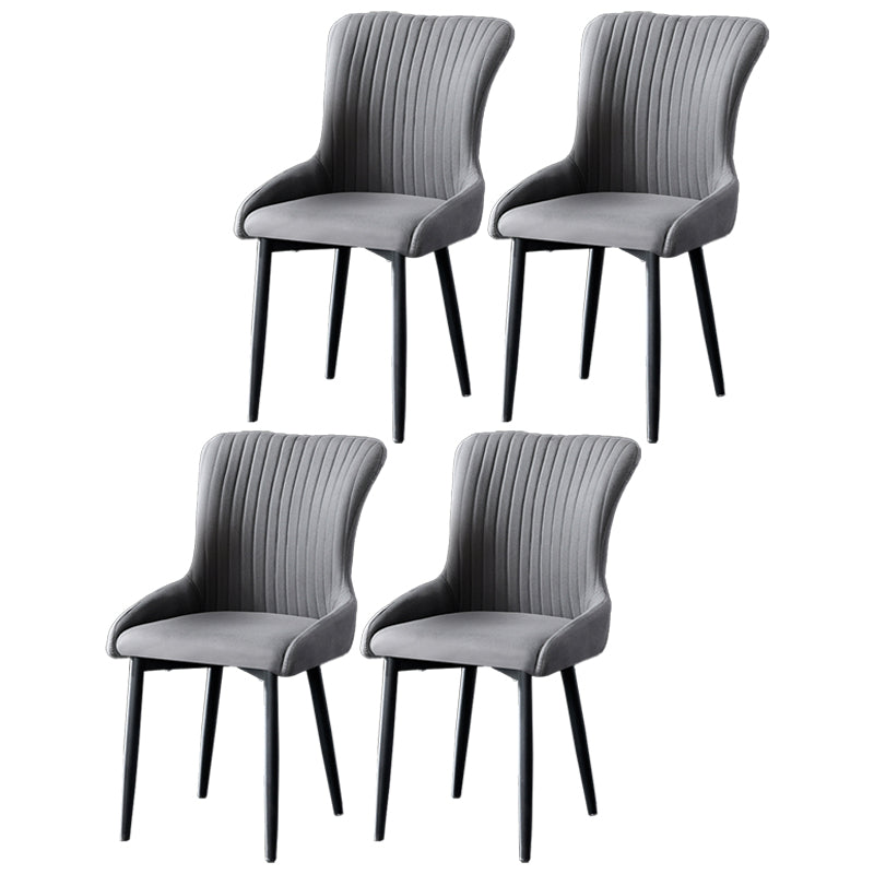 Contemporary Metal Dining Room Chairs Upholstered Side Arm Chairs for Home Use Dark Gray 4 Piece Set Black Clearhalo ' kitchen&dining_furn' 'Dining Chairs' 'Dining Tables & Seating' 'dining_chair' 'furn' 'furn_dining_chair' 'Furniture' 'furniture_dining_chair' 'Kitchen & Dining Furniture' 'kitchen' 3846414
