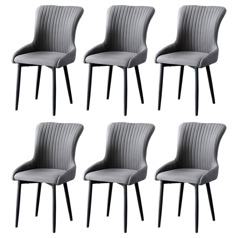 Contemporary Metal Dining Room Chairs Upholstered Side Arm Chairs for Home Use Dark Gray 6 Piece Set Black Clearhalo ' kitchen&dining_furn' 'Dining Chairs' 'Dining Tables & Seating' 'dining_chair' 'furn' 'furn_dining_chair' 'Furniture' 'furniture_dining_chair' 'Kitchen & Dining Furniture' 'kitchen' 3846415