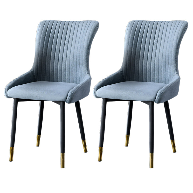 Contemporary Metal Dining Room Chairs Upholstered Side Arm Chairs for Home Use Blue 2 Piece Set Brass Gold Clearhalo ' kitchen&dining_furn' 'Dining Chairs' 'Dining Tables & Seating' 'dining_chair' 'furn' 'furn_dining_chair' 'Furniture' 'furniture_dining_chair' 'Kitchen & Dining Furniture' 'kitchen' 3846416