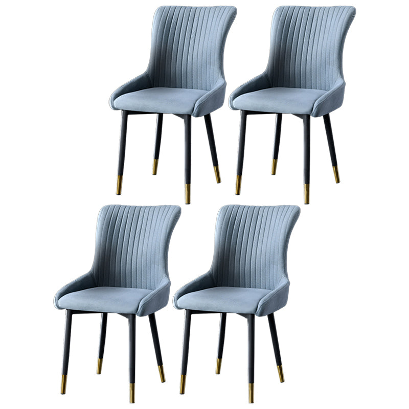 Contemporary Metal Dining Room Chairs Upholstered Side Arm Chairs for Home Use Blue 4 Piece Set Brass Gold Clearhalo ' kitchen&dining_furn' 'Dining Chairs' 'Dining Tables & Seating' 'dining_chair' 'furn' 'furn_dining_chair' 'Furniture' 'furniture_dining_chair' 'Kitchen & Dining Furniture' 'kitchen' 3846417