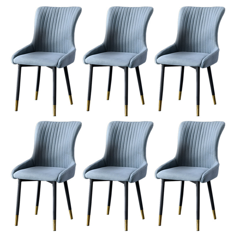 Contemporary Metal Dining Room Chairs Upholstered Side Arm Chairs for Home Use Blue 6 Piece Set Brass Gold Clearhalo ' kitchen&dining_furn' 'Dining Chairs' 'Dining Tables & Seating' 'dining_chair' 'furn' 'furn_dining_chair' 'Furniture' 'furniture_dining_chair' 'Kitchen & Dining Furniture' 'kitchen' 3846418