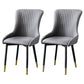 Contemporary Metal Dining Room Chairs Upholstered Side Arm Chairs for Home Use Dark Gray 2 Piece Set Brass Gold Clearhalo ' kitchen&dining_furn' 'Dining Chairs' 'Dining Tables & Seating' 'dining_chair' 'furn' 'furn_dining_chair' 'Furniture' 'furniture_dining_chair' 'Kitchen & Dining Furniture' 'kitchen' 3846419