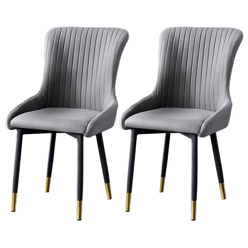 Contemporary Metal Dining Room Chairs Upholstered Side Arm Chairs for Home Use Dark Gray 2 Piece Set Brass Gold Clearhalo ' kitchen&dining_furn' 'Dining Chairs' 'Dining Tables & Seating' 'dining_chair' 'furn' 'furn_dining_chair' 'Furniture' 'furniture_dining_chair' 'Kitchen & Dining Furniture' 'kitchen' 3846419
