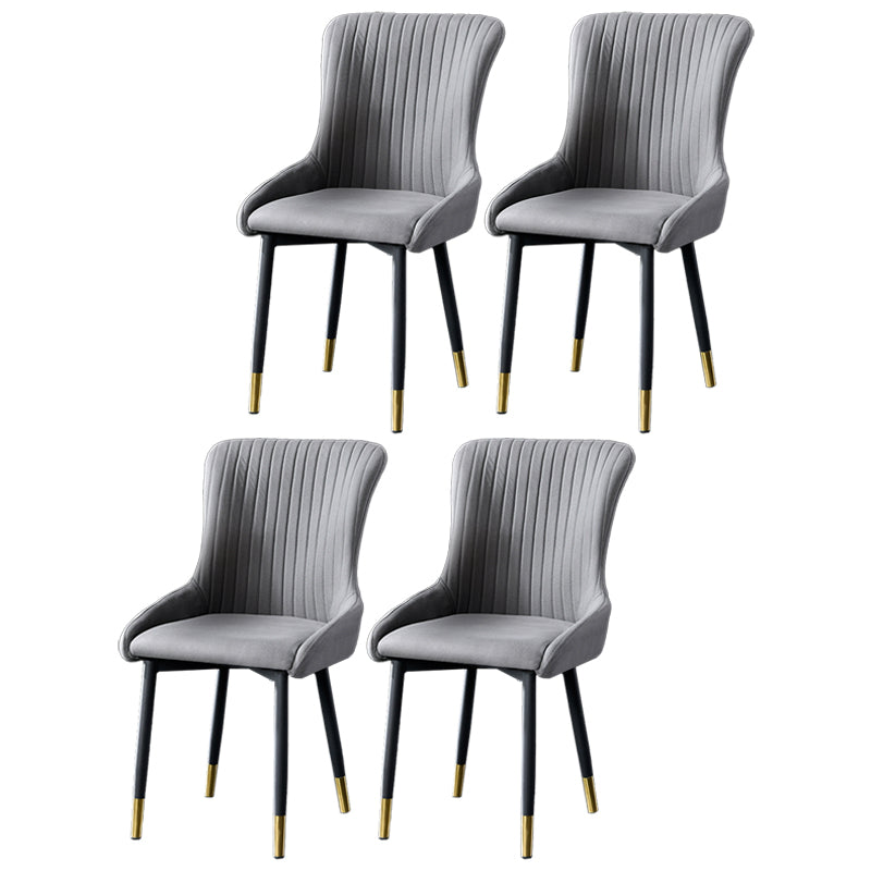 Contemporary Metal Dining Room Chairs Upholstered Side Arm Chairs for Home Use Dark Gray 4 Piece Set Brass Gold Clearhalo ' kitchen&dining_furn' 'Dining Chairs' 'Dining Tables & Seating' 'dining_chair' 'furn' 'furn_dining_chair' 'Furniture' 'furniture_dining_chair' 'Kitchen & Dining Furniture' 'kitchen' 3846420