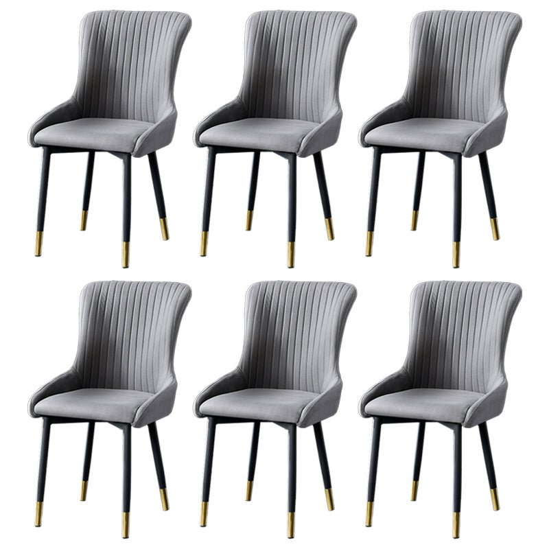 Contemporary Metal Dining Room Chairs Upholstered Side Arm Chairs for Home Use Dark Gray 6 Piece Set Brass Gold Clearhalo ' kitchen&dining_furn' 'Dining Chairs' 'Dining Tables & Seating' 'dining_chair' 'furn' 'furn_dining_chair' 'Furniture' 'furniture_dining_chair' 'Kitchen & Dining Furniture' 'kitchen' 3846421