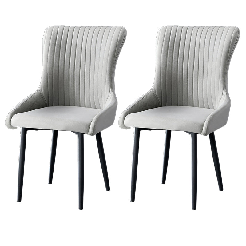 Contemporary Metal Dining Room Chairs Upholstered Side Arm Chairs for Home Use Light Gray 2 Piece Set Black Clearhalo ' kitchen&dining_furn' 'Dining Chairs' 'Dining Tables & Seating' 'dining_chair' 'furn' 'furn_dining_chair' 'Furniture' 'furniture_dining_chair' 'Kitchen & Dining Furniture' 'kitchen' 3846422